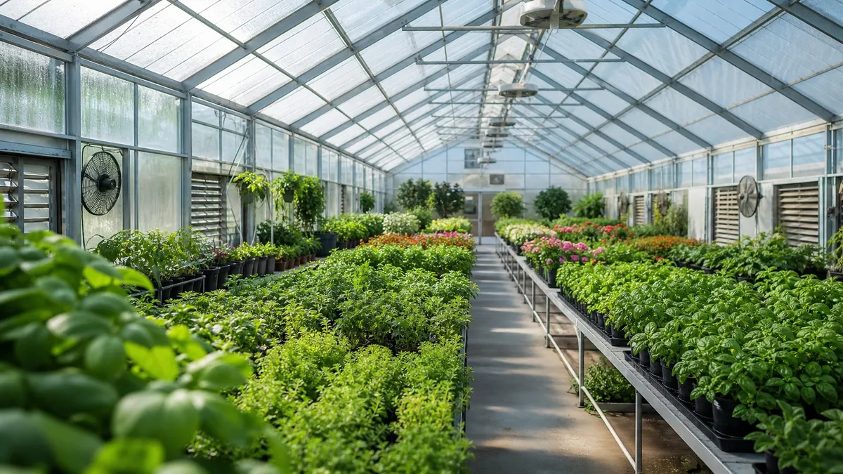 A close-up of different types of mold commonly found in greenhouses, such as powdery mildew and grey mold.