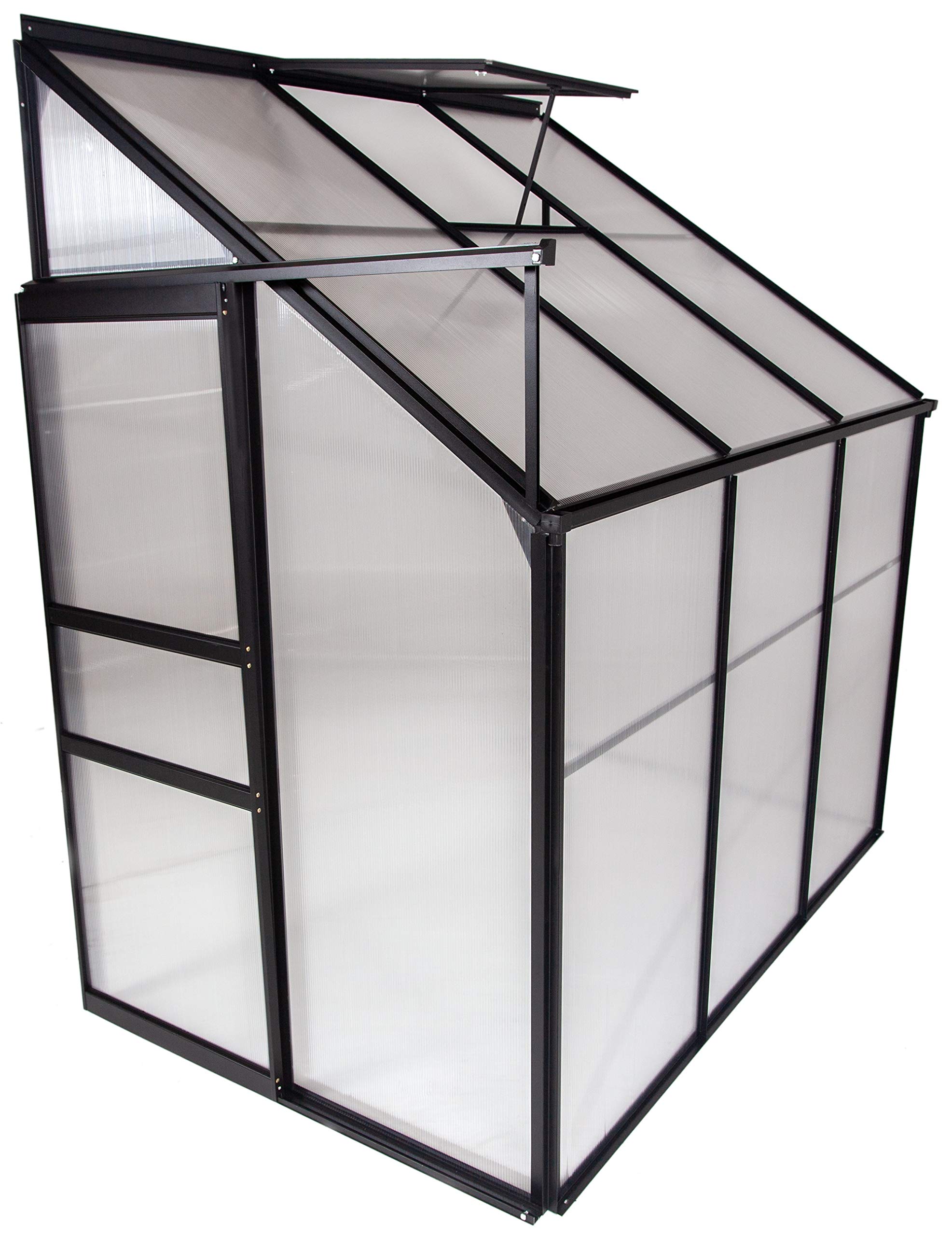 Aluminum Greenhouse for Outdoors - Small Size Portable Greenhouse for Backyard & Patio - Sunroom Grow Tent for Plants, Flowers & Veggies- Heavy Duty Clear Walk-in Garden Green House - 4' x 6' Lean to