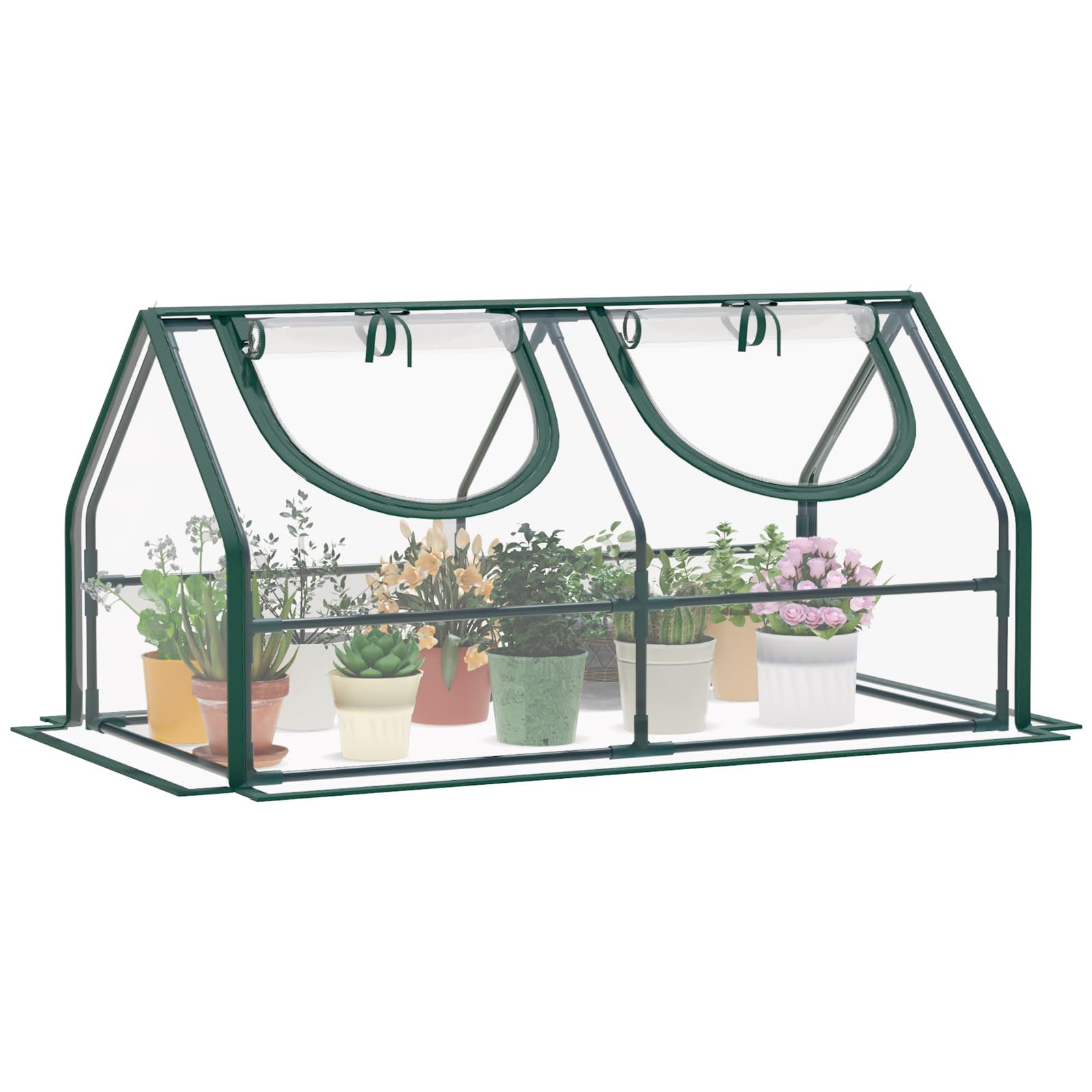 Portable Mini Greenhouse 48"x23.6"x23.6" with Dual Zipper Doors